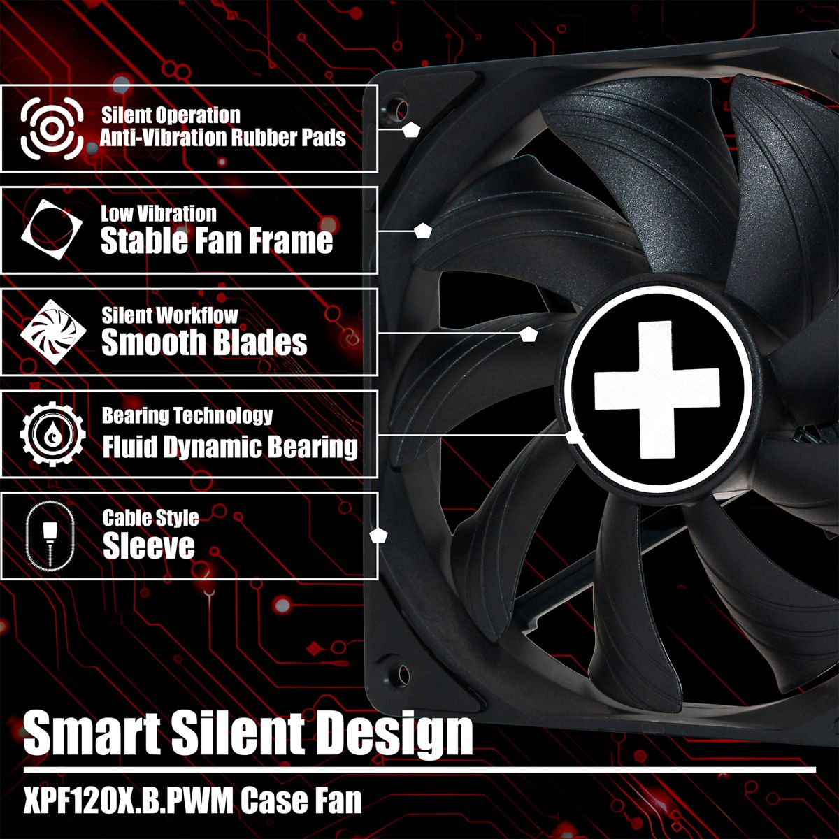 Xilence XPF120X.B.PWM 120mm PWM FDB Ventilator voor pc-behuizing, 4PIN