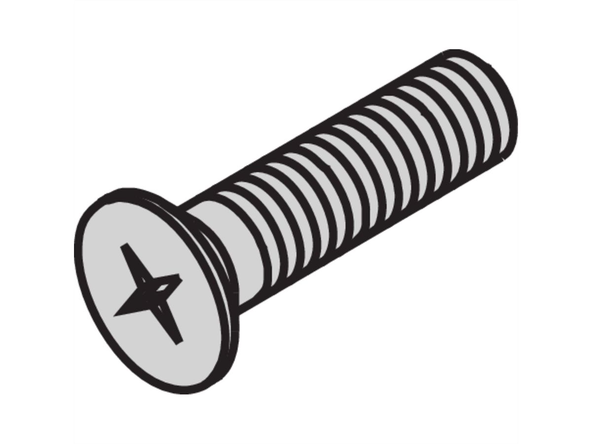 SCHROFF Countersunk Screw, Cross Recess, M2.5x12 mm, Steel Nickel Plated
