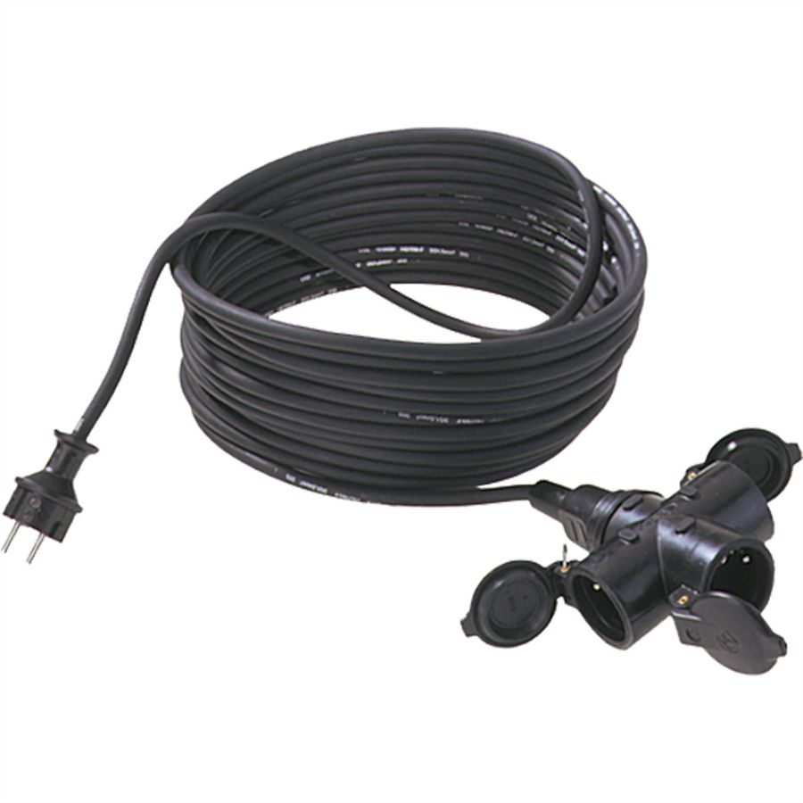 BACHMANN Extension 3G1,5mm² , H07RN-F rubber/neoprene 3-way, black, 10 m
