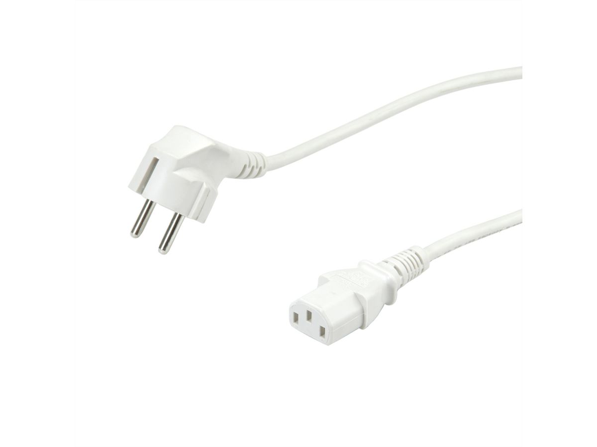 VALUE Power Cable, straight IEC Conncector, white, 0.6 m