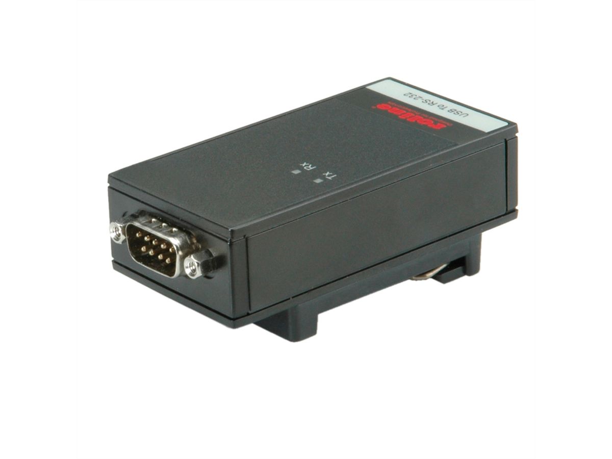 ROLINE USB 2.0 naar RS-232 Adapter voor DIN Rail, 1 Poort