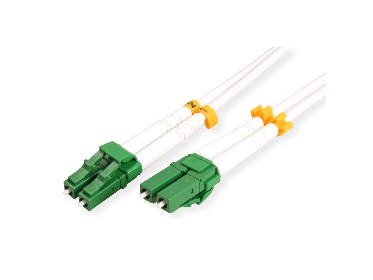 ROLINE glasvezelkabel duplex, 9/125µm OS2, LC/LC, APC, staal versterkt, LSOH , wit, 7 m