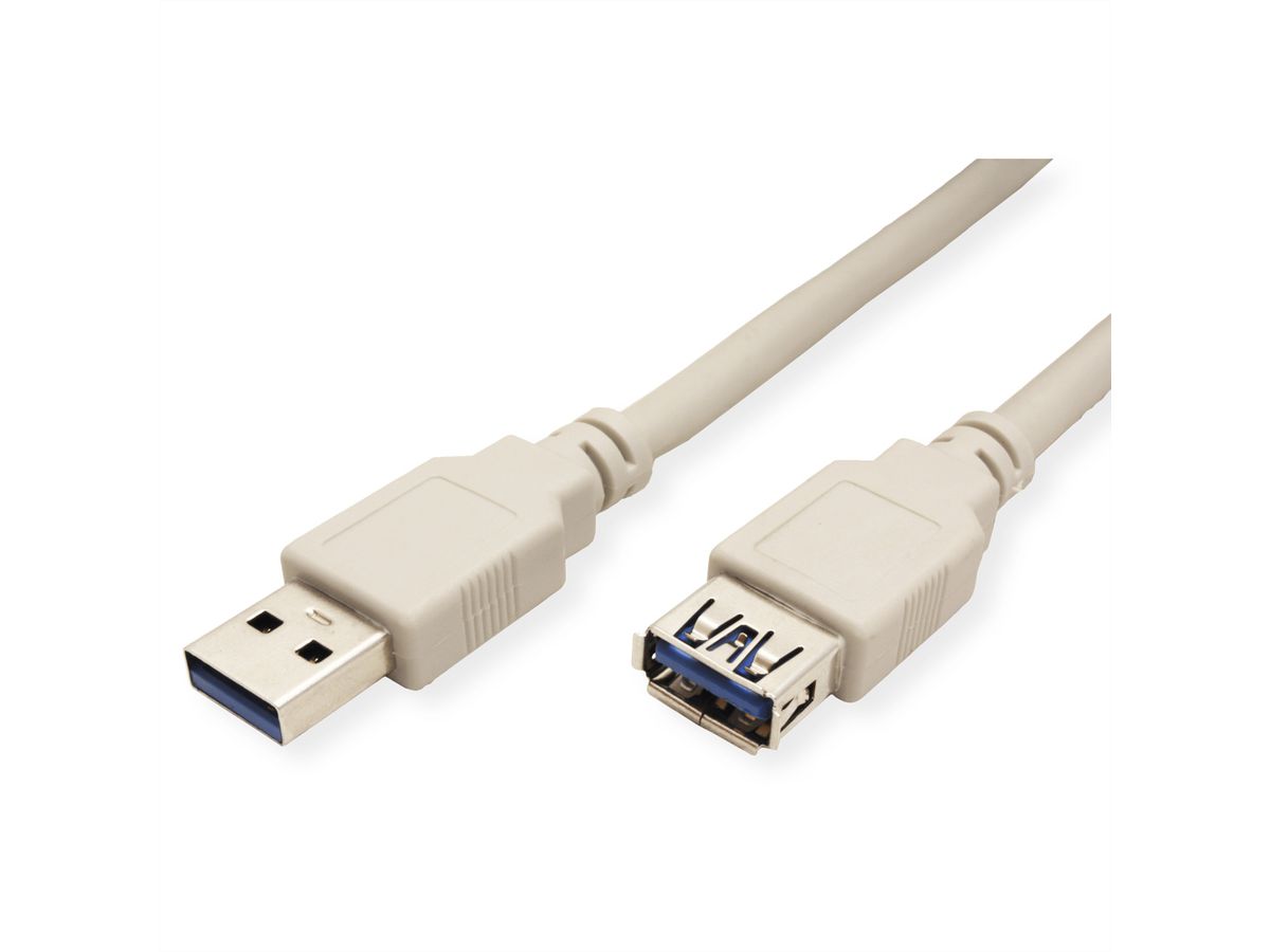 STANDARD USB 3.2 Gen 1 Cable, Type A, M/F, beige, 0.8 m