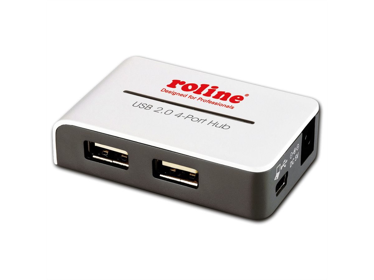 ROLINE USB 2.0 Hub "Black and White", 4 Ports, with Power Supply