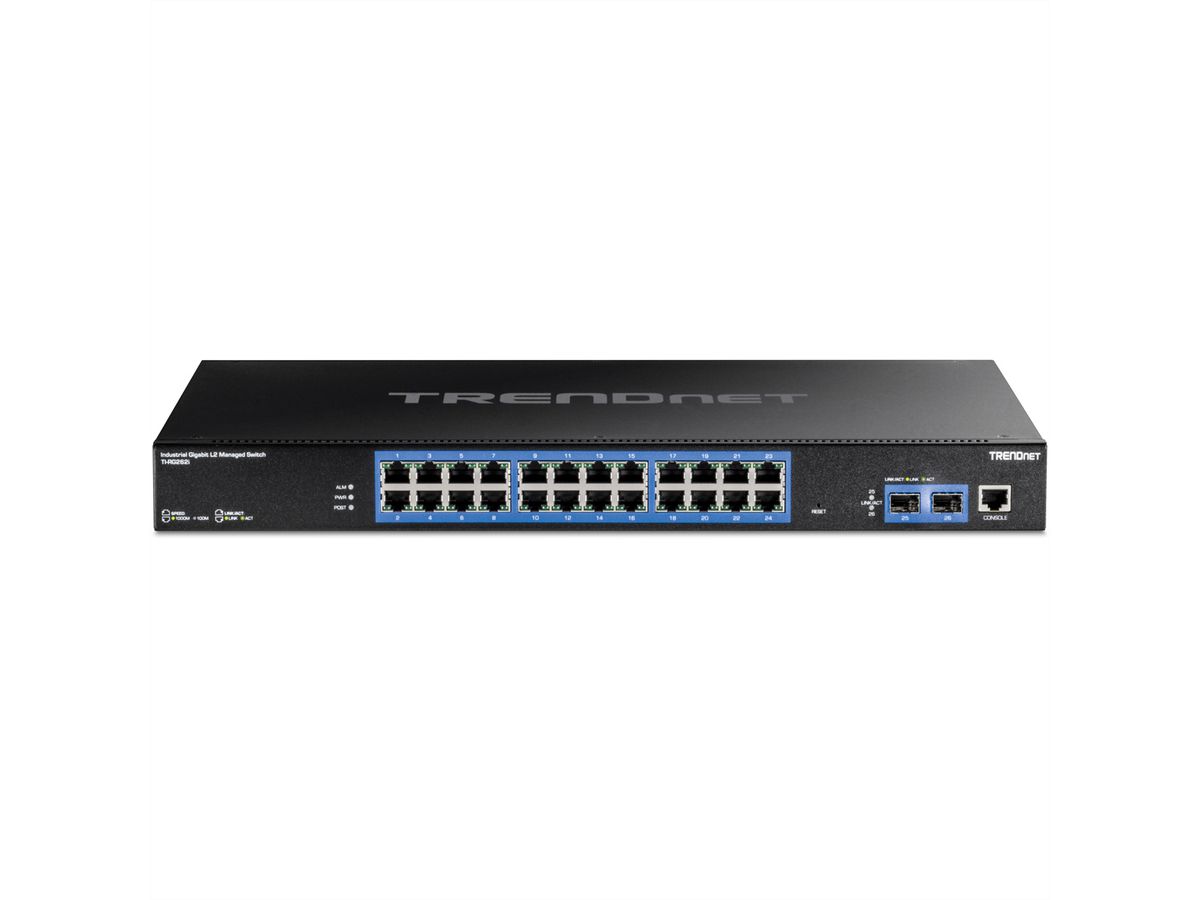 TRENDnet TI-RG262i Rackmount Switch, 26-poorts industriële Gigabit L2 Beheerd