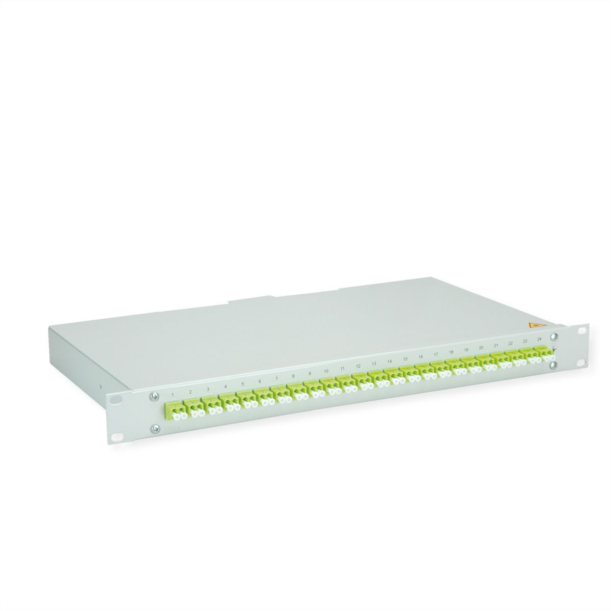 TELEGÄRTNER BASIS eco LWL-Panel mit Kupplungen, 24x LC Duplex, lindgrün, OM5