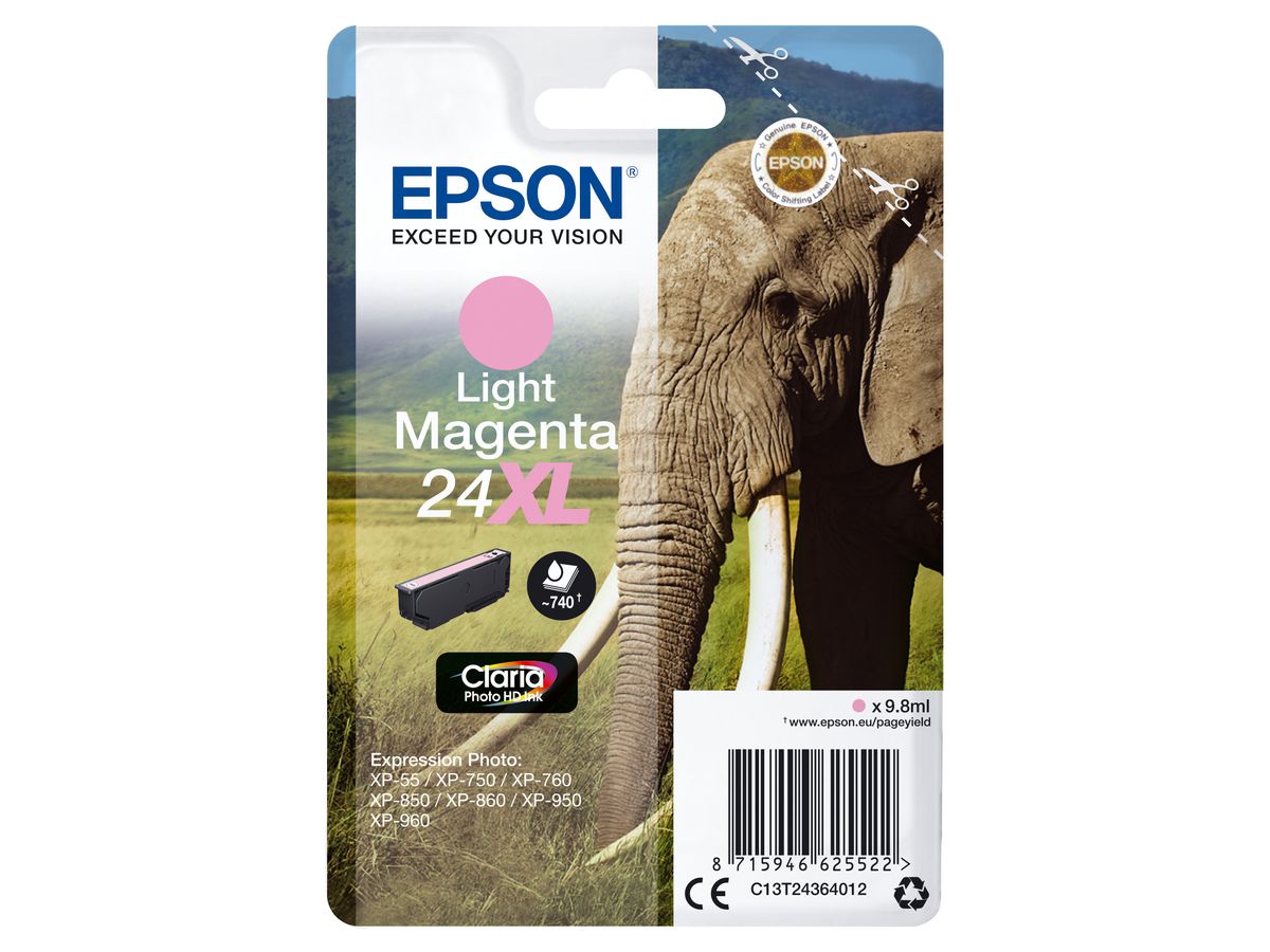 Epson Singlepack Light Magenta 24XL Claria Photo HD Ink