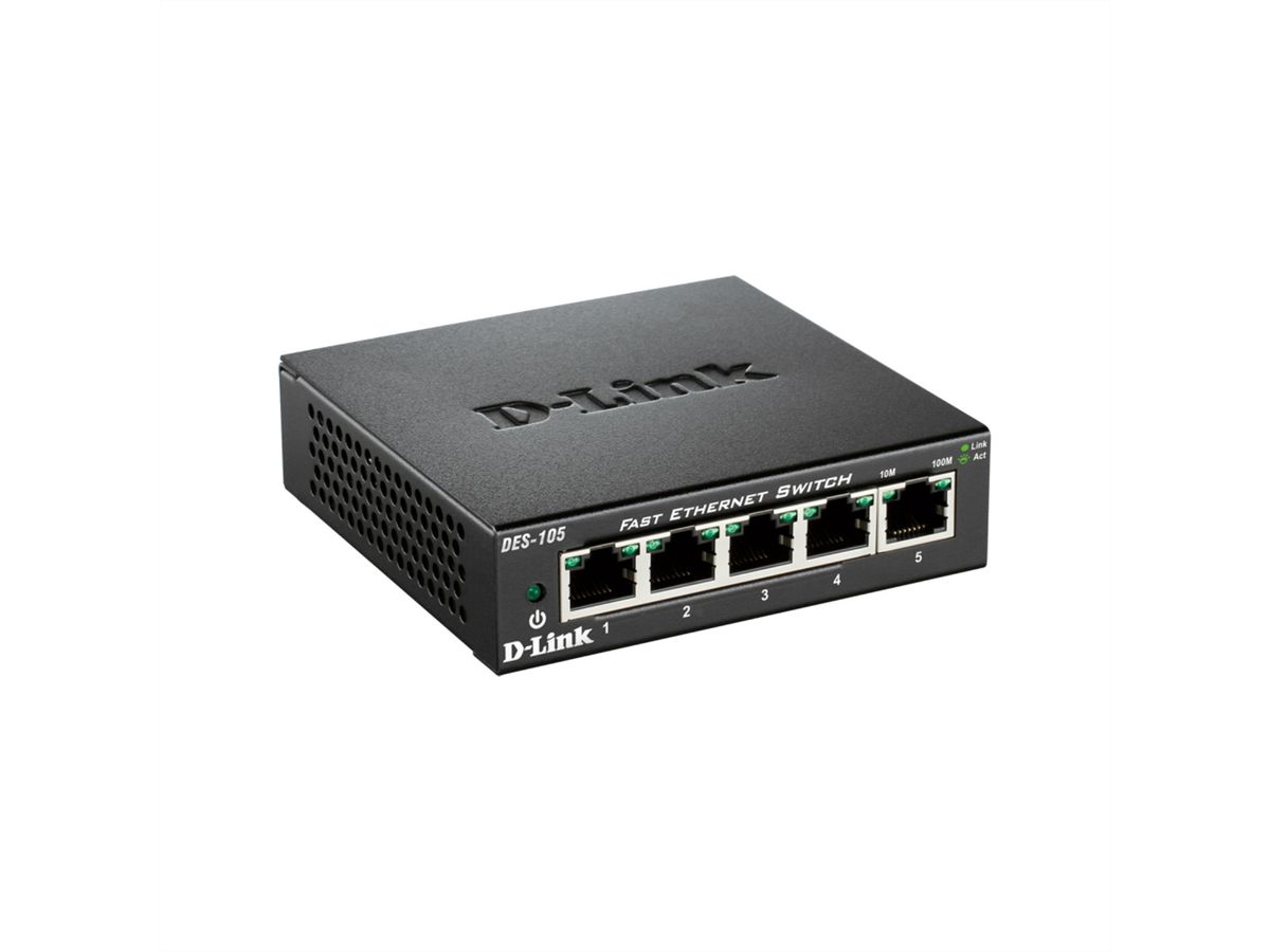 D-Link DES-105 5-poorts Fast Ethernet onbeheerde desktopswitch