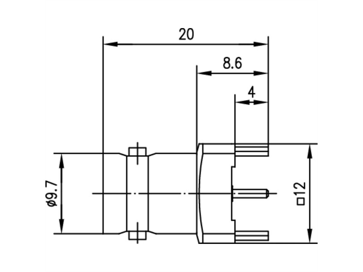 TELEGÄRTNER BNC-contactdoos 50 Ohm voor gedrukte schakelingen