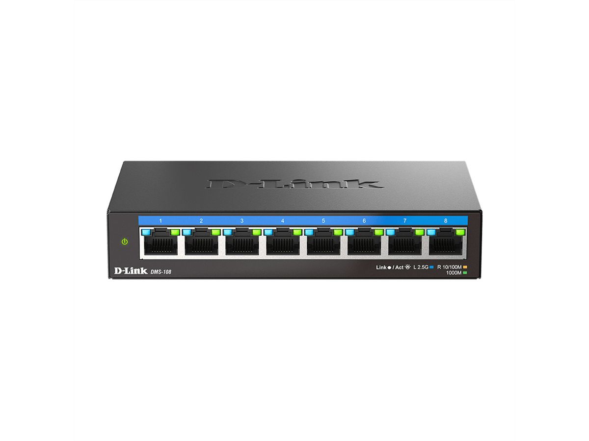 D-LINK DMS-108/E 8-Poorts Switch , Multi-Gigabit Unmanaged