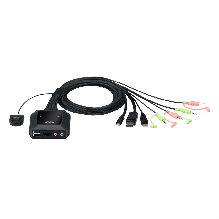 ATEN CS52DP 2-poorts USB C DP hybride kabel KVM switch