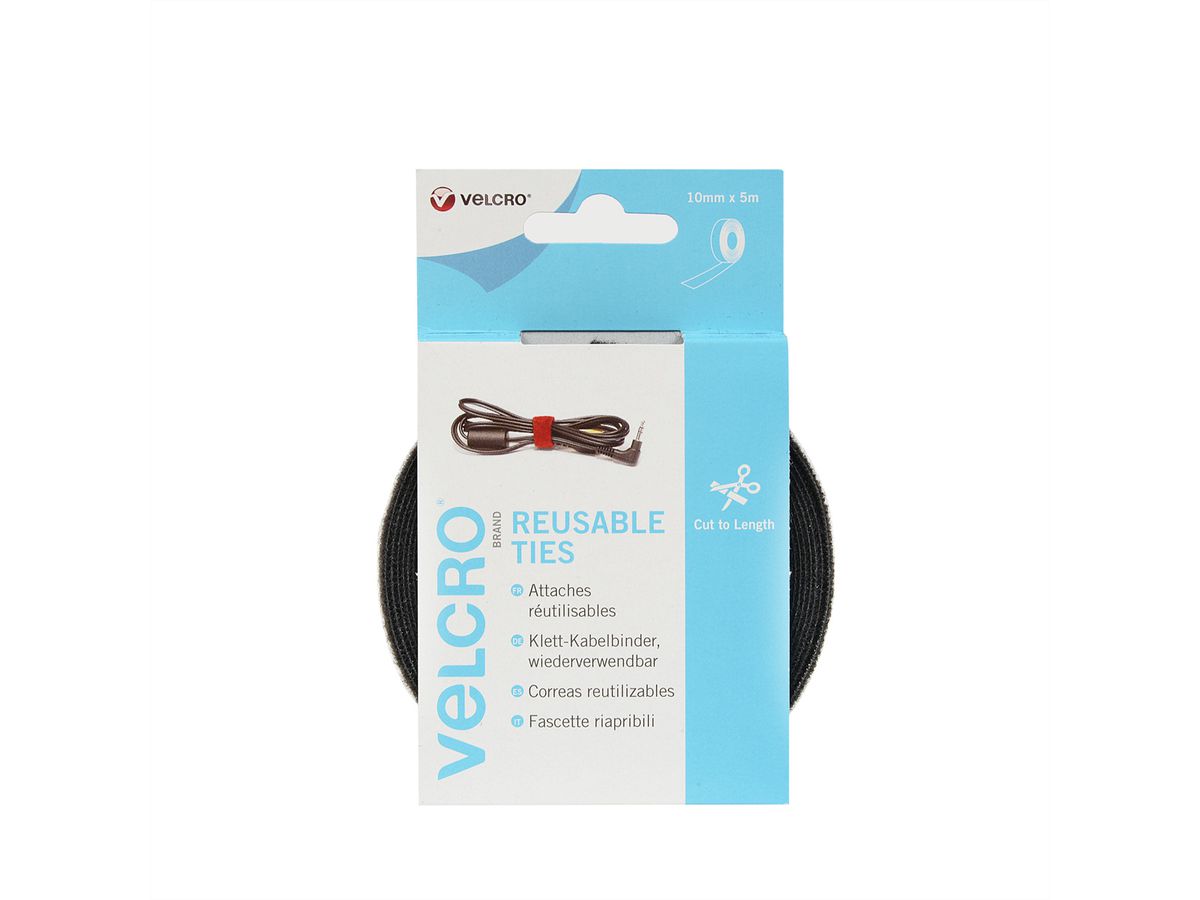 VELCRO® ONE-WRAP® Herbruikbaar klittenband, ONE-WRAP® tape 10mm x 5m zwart