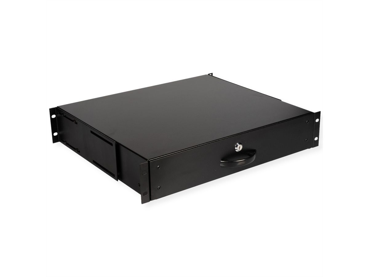 ROLINE 19-inch toetsenbordlade 2 U, 400mm diep afsluitbaar zwart