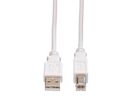 VALUE USB 2.0 Kabel, type A-B,  Type A-B, wit, 0,8 m
