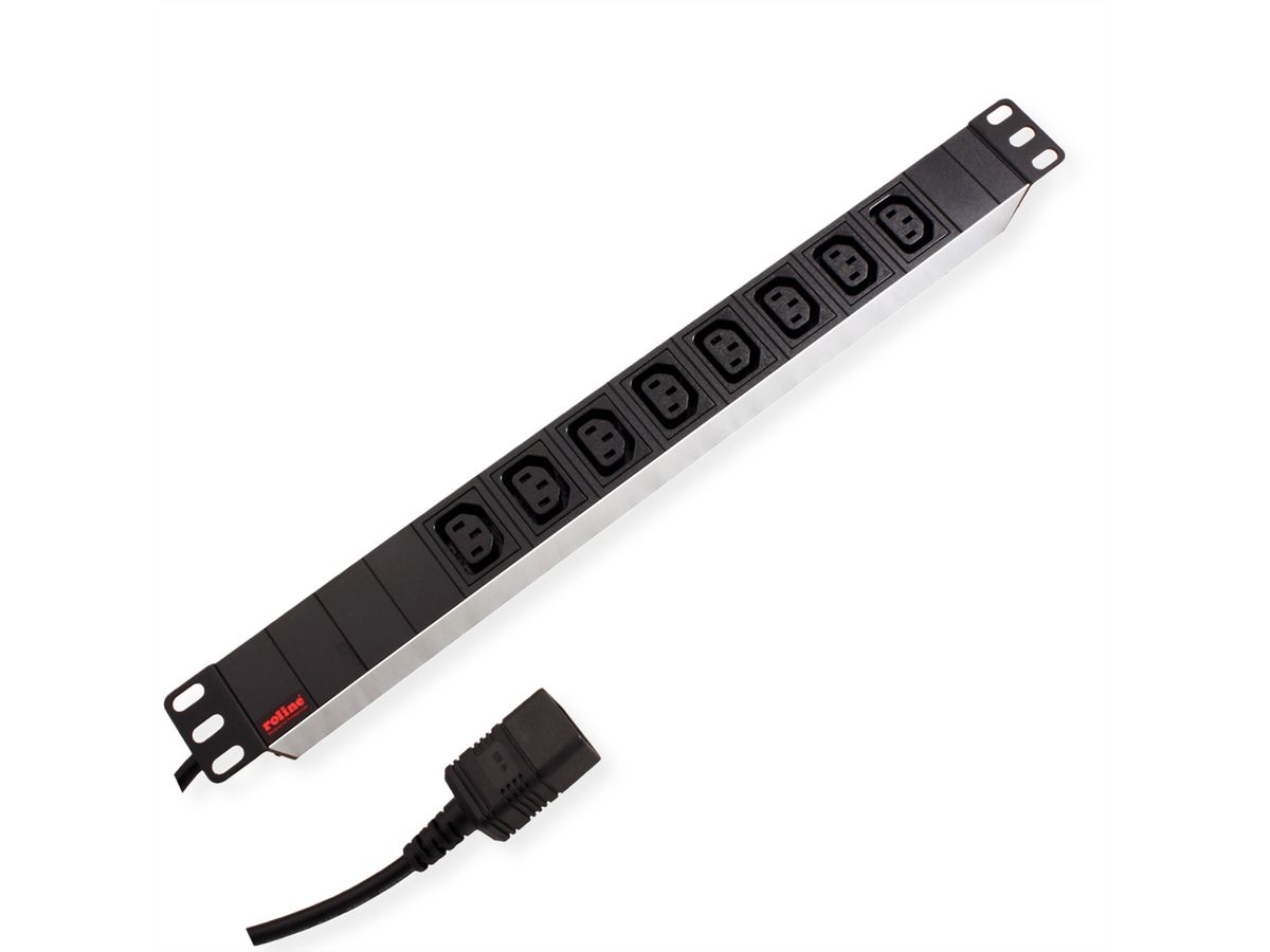 ROLINE 19" PDU for Cabinets 8x 3600W, IEC320 C13 - C20 M, Aluminium, 2 m