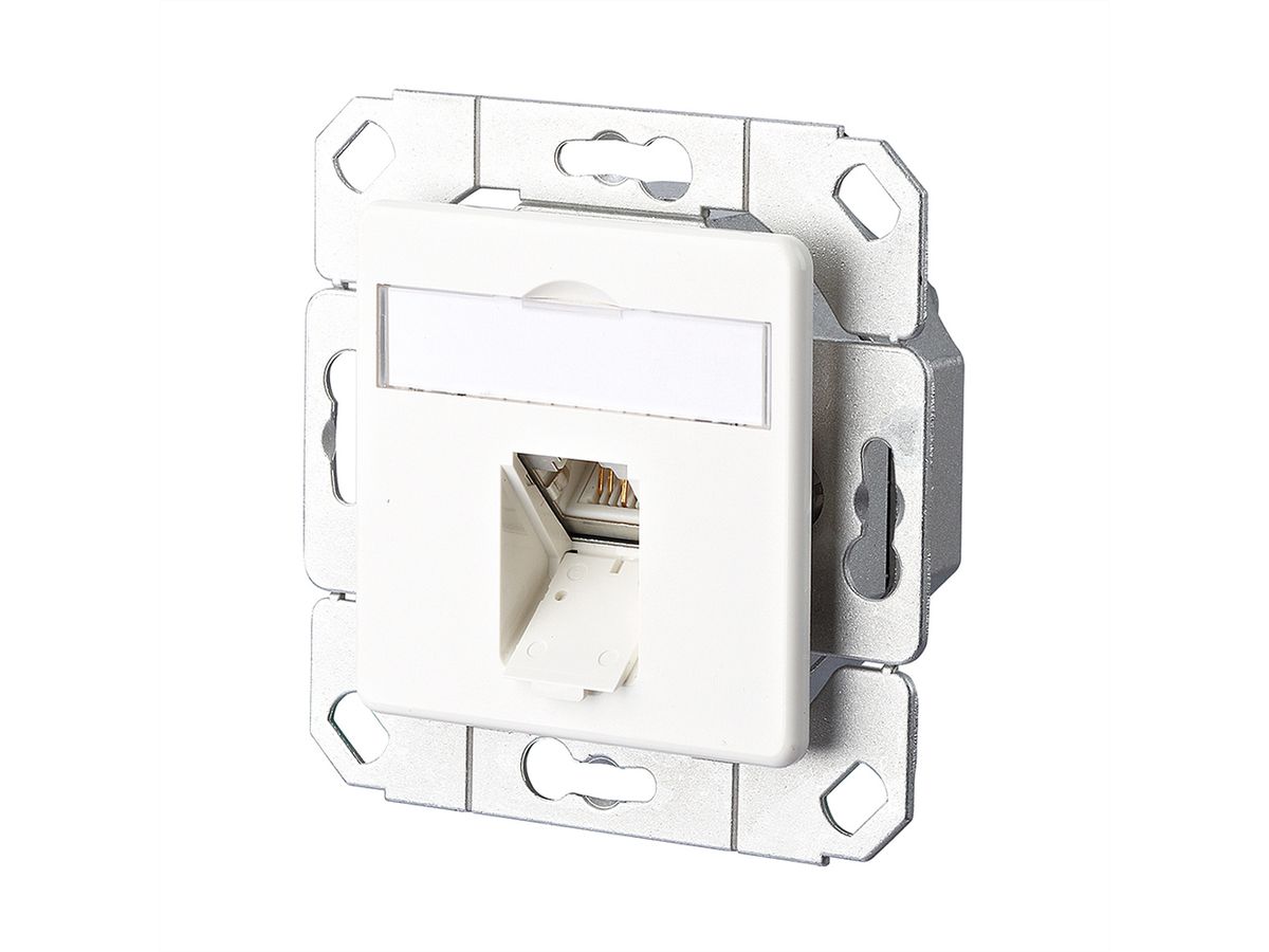 METZ CONNECT E-DAT C6 1 port flush mounted trunking installation, pure white