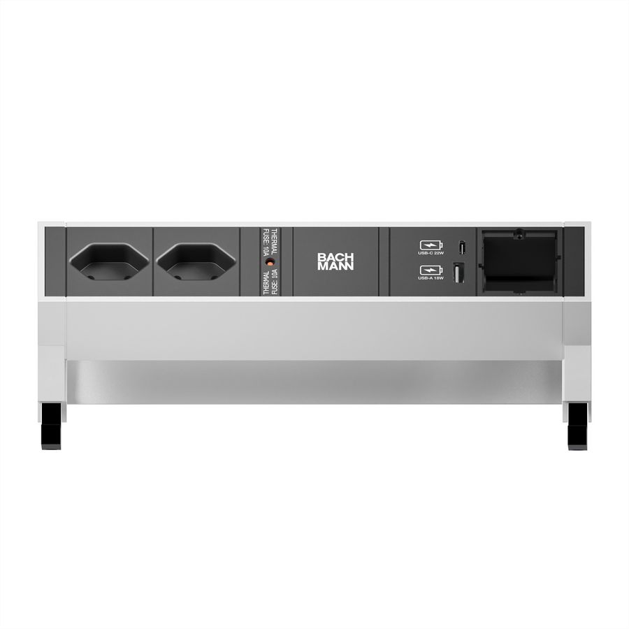 BACHMANN DESK2 2xCH 1xUSB A/C 22W 1xCM, 0.2m GST18 INOX Switzerland