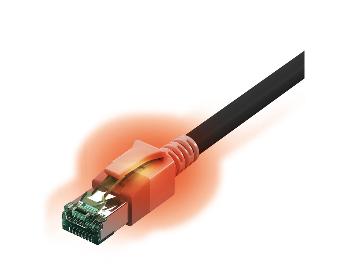 EasyLan S/FTP DualBoot® LED Kabel Cat.6A (Class EA), LSOH, zwart, 3 m