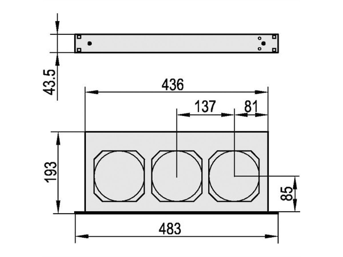 SCHROFF 19"-Ventilatie unit 1 HE incl. 3 Ventilatoren