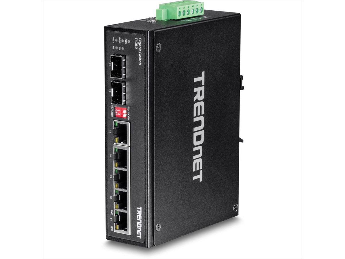 TRENDnet TI-G62 6-poorts Geharde Industriële Gigabit DIN-Rail Switch