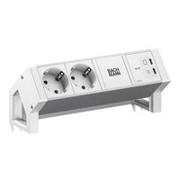 BACHMANN DESK2 ALU WHITE 2xCEE7/3, 1xUSB C/C 45W L=0.2m RAL9010