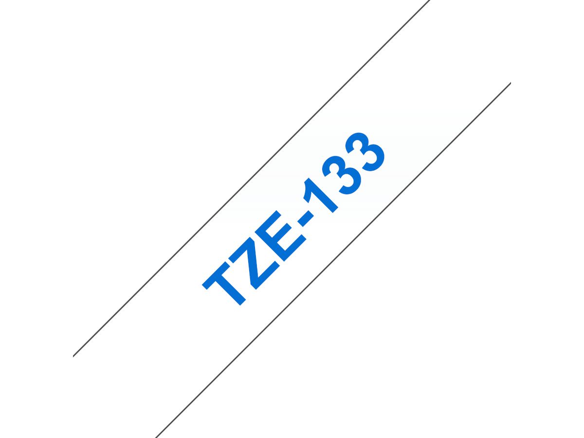 Brother TZE-133 labelprinter-tape Blauw op transparant