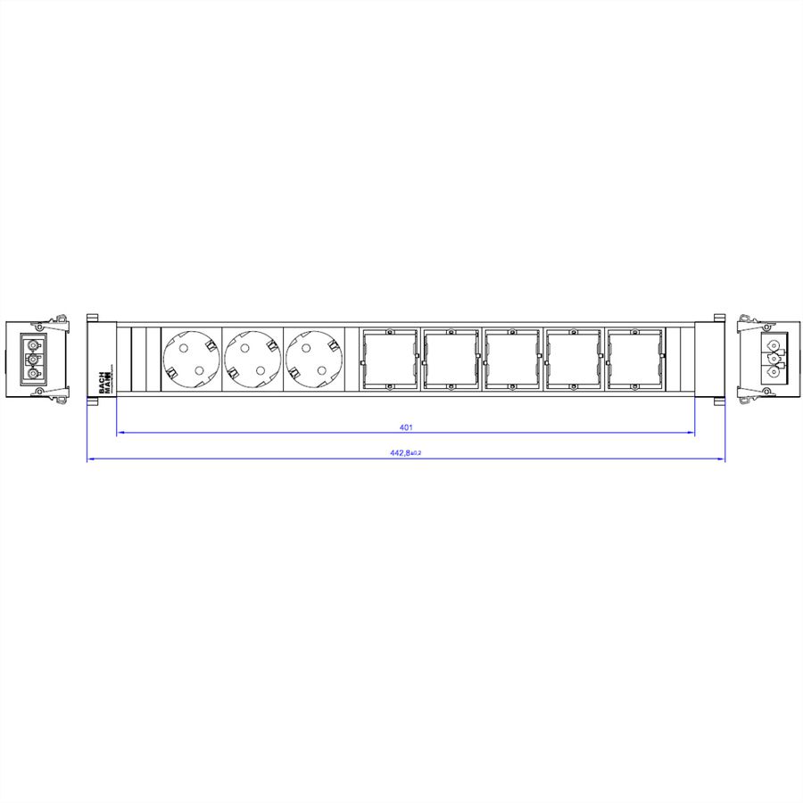 BACHMANN CONFERENCE TOP FRAME X-Large insert 3x earthing contact 5x ABD