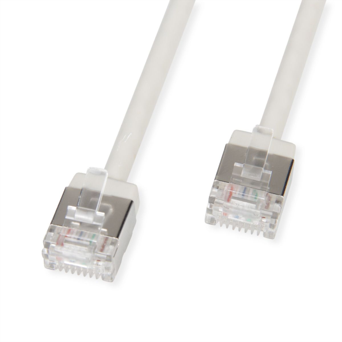 ROLINE U/FTP DataCenter Patchkabel Cat.6A (Klasse EA), LSOH, dun, extra korte stekker, grijs, 0,5 m