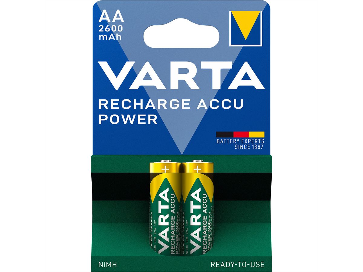 VARTA oplaadbare NiMH-batterij Mignon, AA, HR06, 2, 1,2V, 2600mAh, Voorgeladen, klaar voor onmiddellijk gebruik