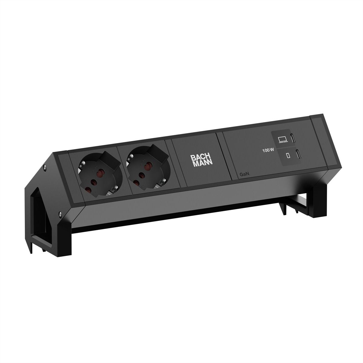 BACHMANN DESK2 2xP40 1xUSB C/C 100W, L=0.2m RAL9005