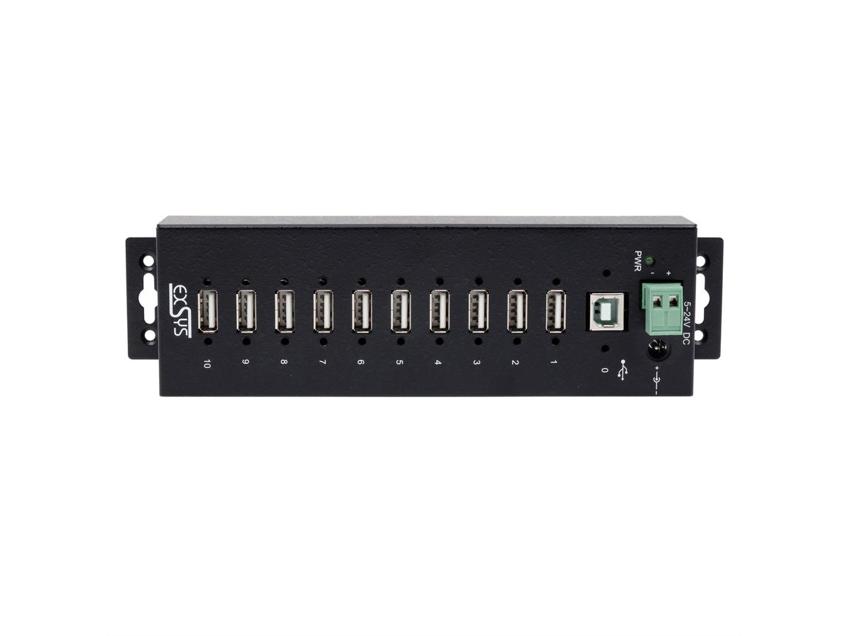 XSYS EX-1170HMVS 10-poorts USB 2.0 metalen HUB, 15KV Overspanningsbeveiliging