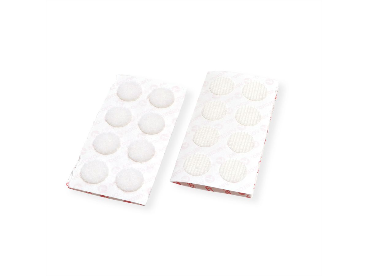 VELCRO® klittenbandstippen zelfklevend haken en lussen 16 mm x 16 sets Wit