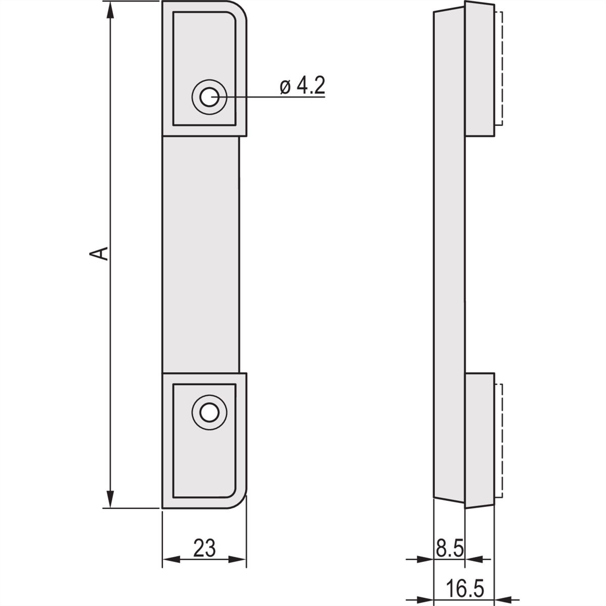 SCHROFF CompacPRO Achtervoet met rubberen inleg, 4 HE