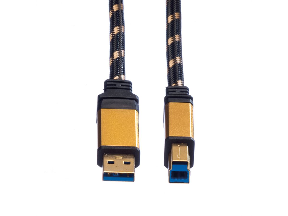 ROLINE GOLD USB 3.2 Gen 1 kabel, type A-B, Retail Blister, 1,8 m