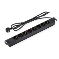 VALUE Stekkerdoos 19", 8-voudig, 1 HE + geaarde stekker (CEE 7/7), 1,8 m