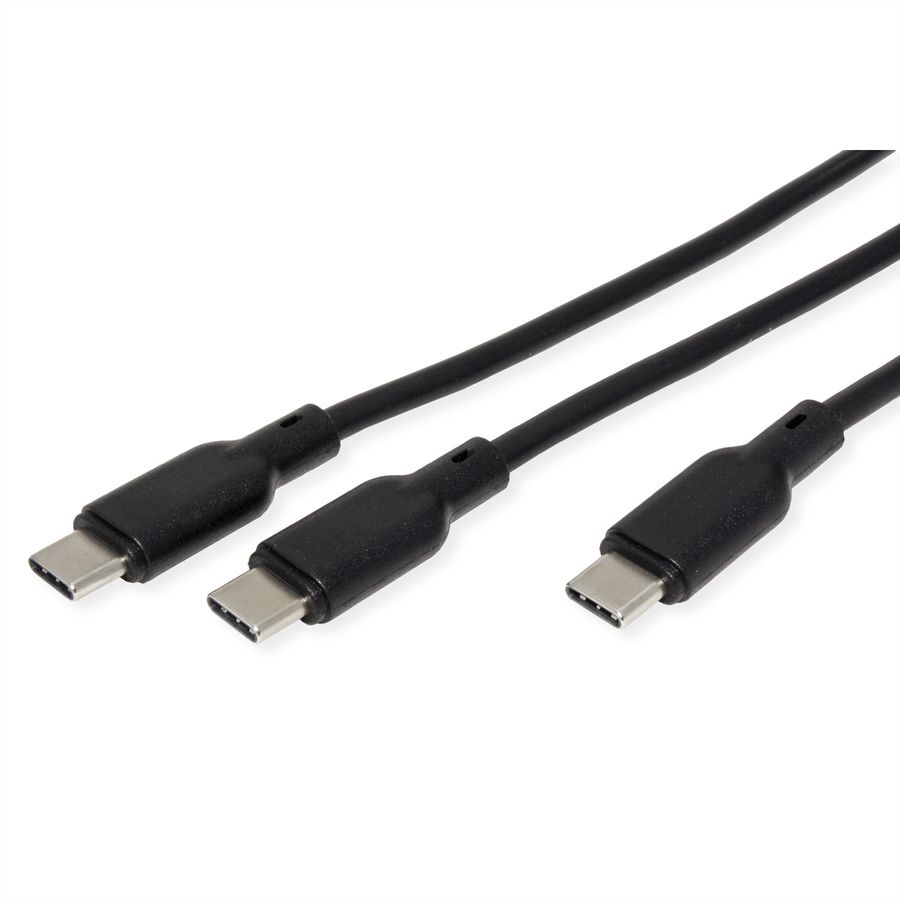 VALUE USB 2.0 Y-Splitter Charging Cable, 1x C to 2x C, max. 100W, black, 1.8 m