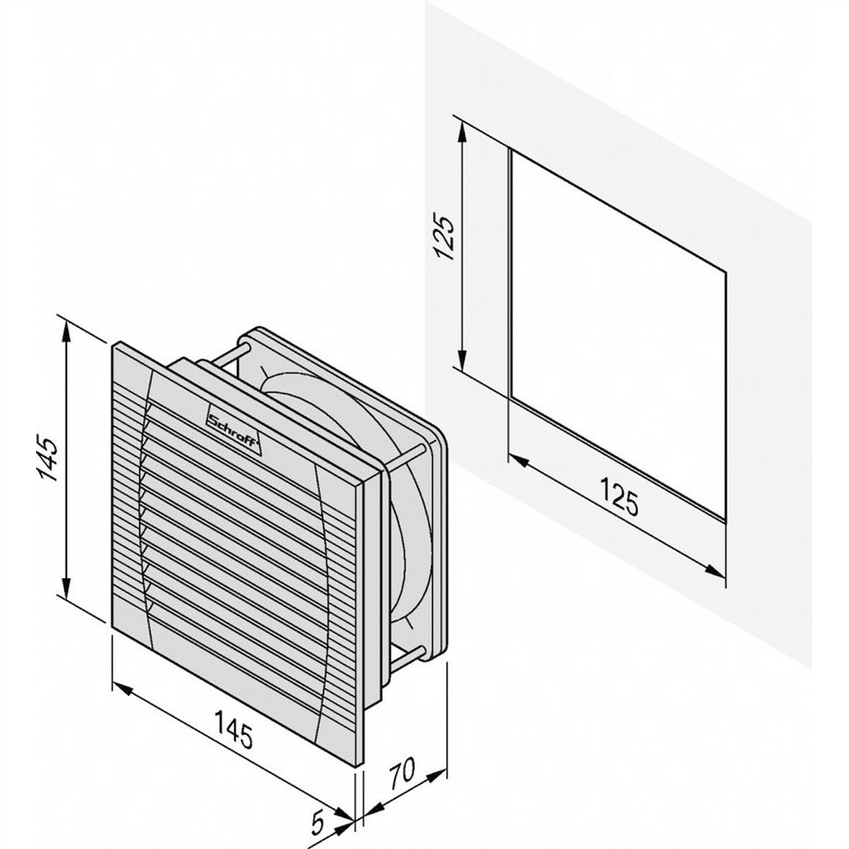 SCHROFF Filterlüfter FL 200, Luftstrom 61 m³/h, 24V Gleichstrom, 50/60HZ, IP54