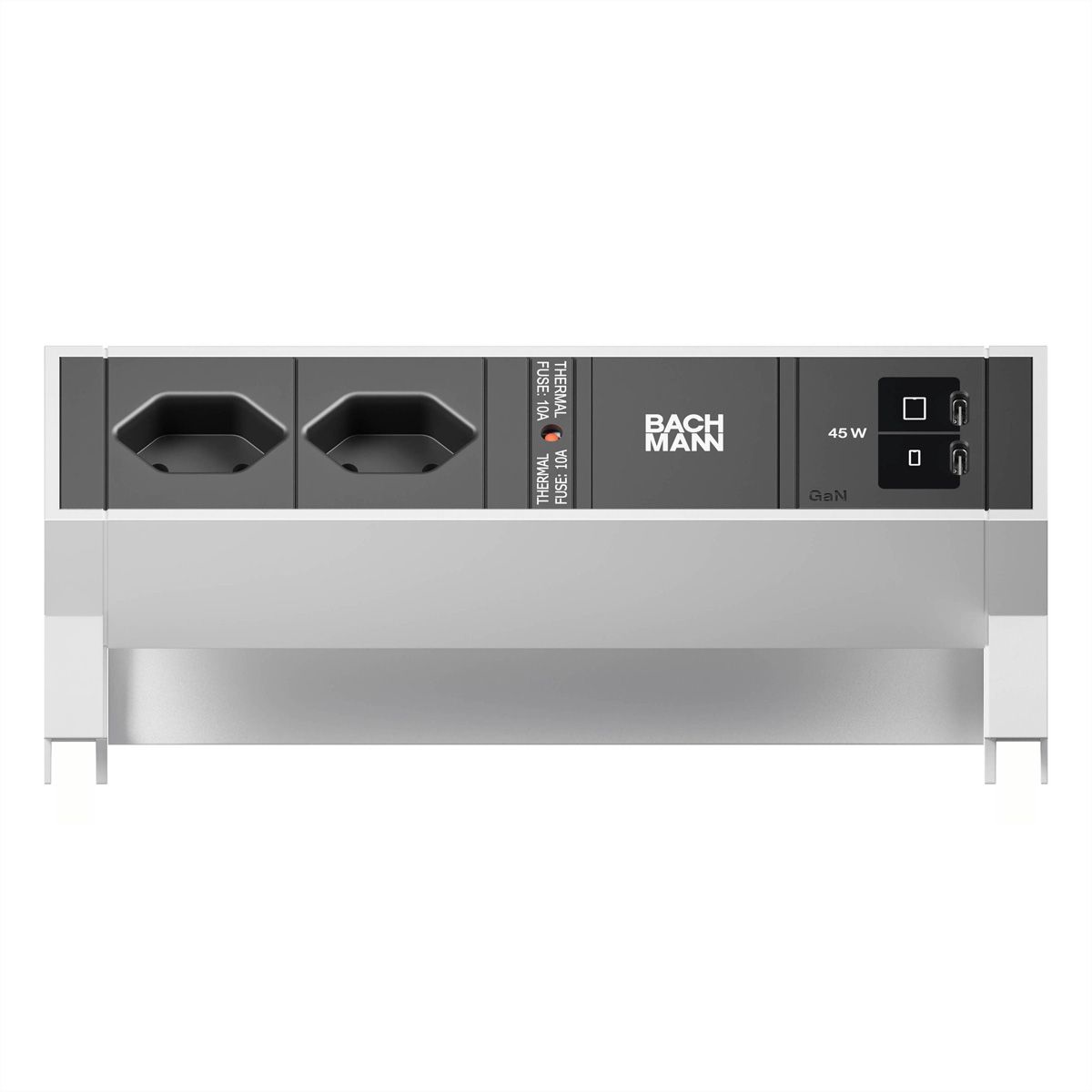 BACHMANN DESK2 2xCH 90° 1xUSB C/C 45W, L=0.2m INOX