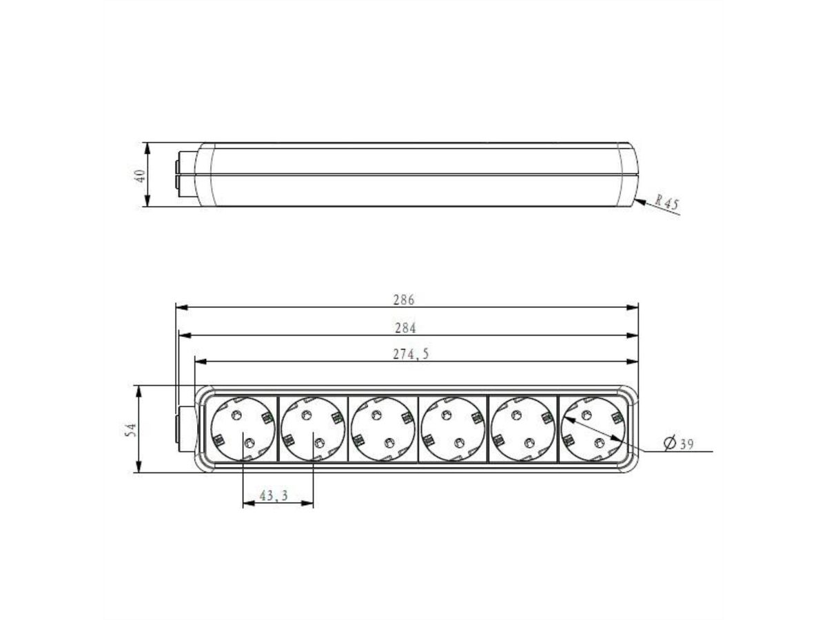 BACHMANN SELLY stekkerdoos 6x geaard contact, wit, 1,5 m