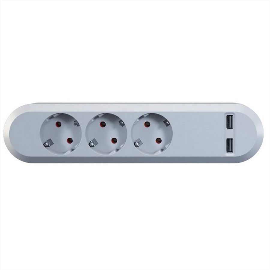BACHMANN SMART 3x earthing contact 2x USB Charger, 5VDC 3.1 A, white