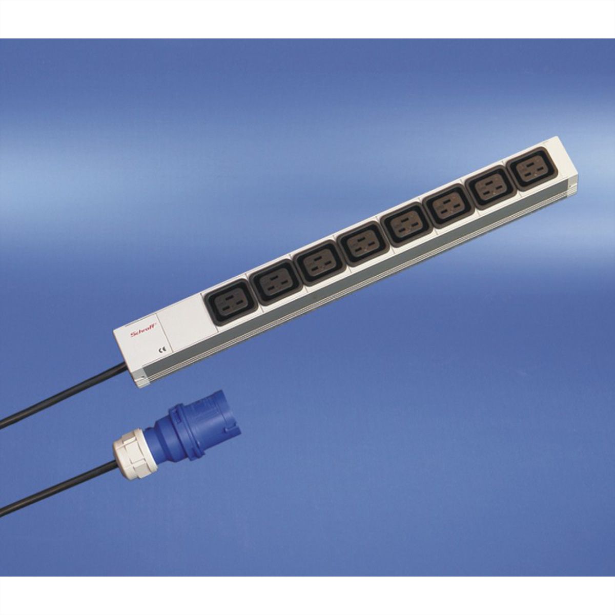 SCHROFF Socket Strip, IEC C19, 16 A, IEC 60309 Plug, 8x IEC C19, 19"