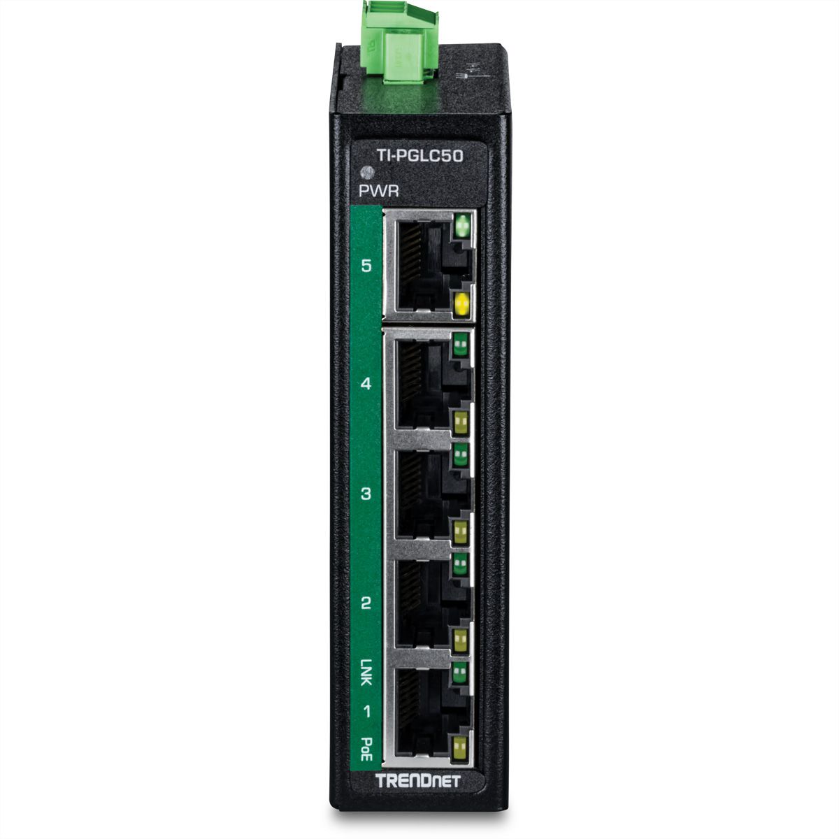 TRENDnet TI-PGLC50 5-poorts Gigabit PoE+ industriële DIN-rail Mini Switch