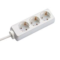 BACHMANN SELLY socket strip 3x earthing contact, white, 1.5 m