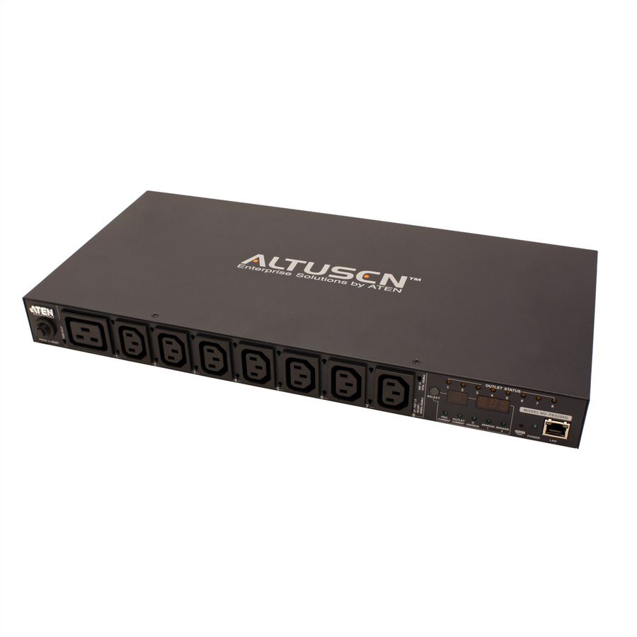 ATEN PE6208G IP-Fernschaltsteckdose, 8 Port, 1HE, 7x C13, 1x C19, 16A, Energiemessung
