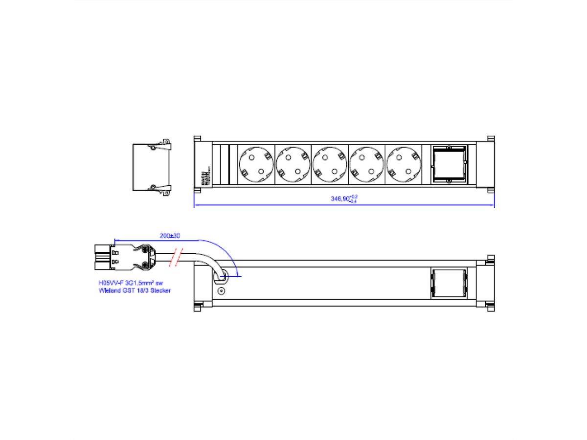 BACHMANN POWER FRAME 5xCEE7/3 1xCM 0.2m GST18i3