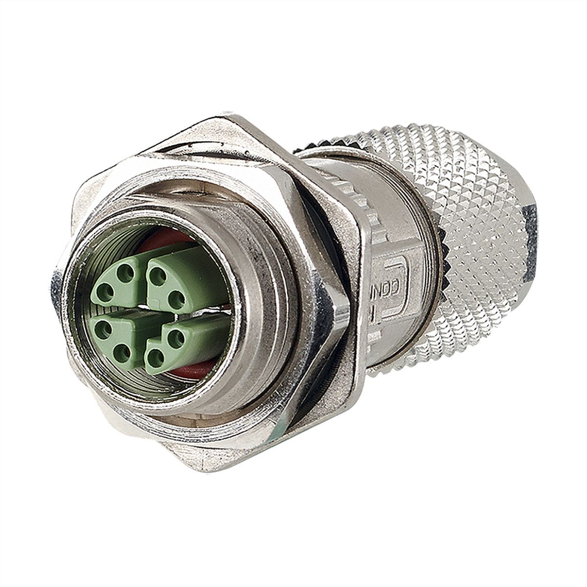 METZ CONNECT M12 Buchse IP67 gerade Flanschgeschirmt, X-kodiert, Cat.6A