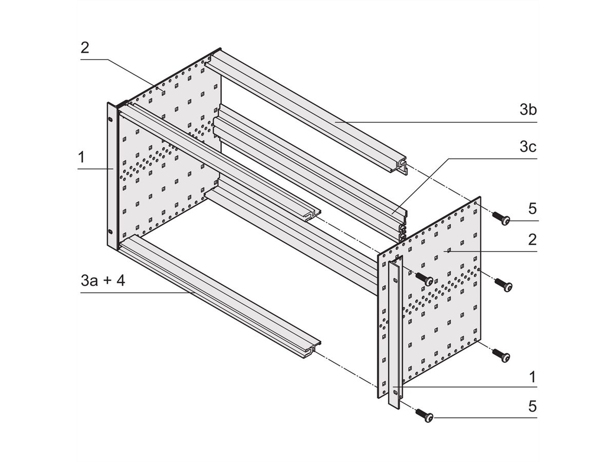 SCHROFF EuropacPRO 19" moduledrager voor DIN-verbinder, railgeleiding, 3 HE, 295 mm