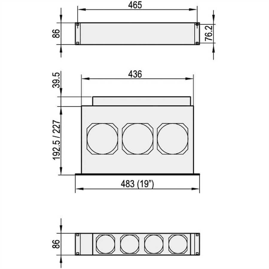 SCHROFF Ventilatoreenheid met behuizing voor 19" Duwventilator, 2 HE, axiaal, 230 VAC
