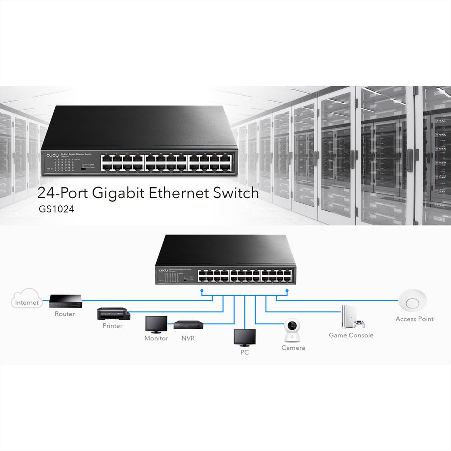 CUDY GS1024 24-poorts Gigabit Metalen Switch