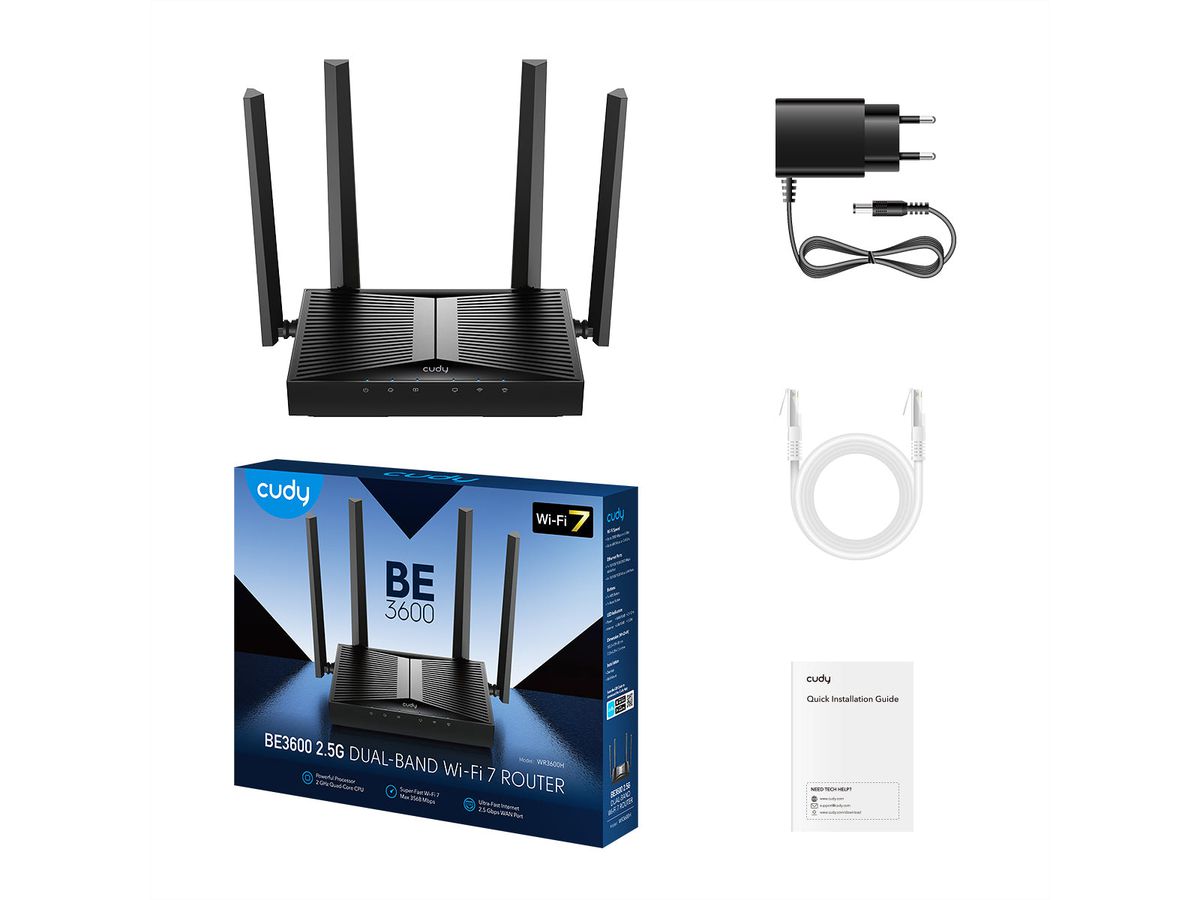 CUDY WR3600H BE3600 2.5G Wi-Fi 7 Mesh Router
